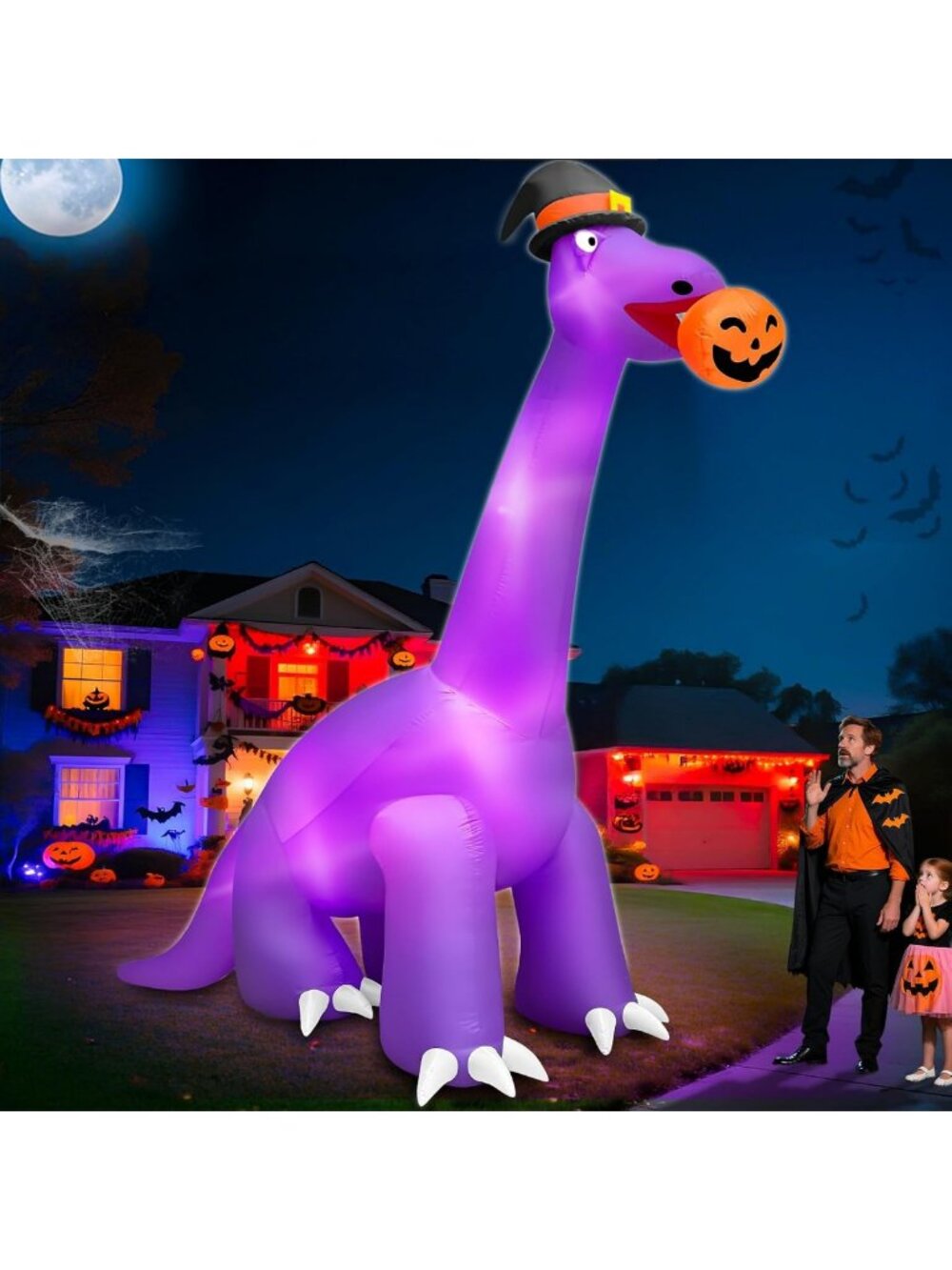 Giant 16 Ft Inflatable Dinosaur Halloween Decoration for Outdoor Fun